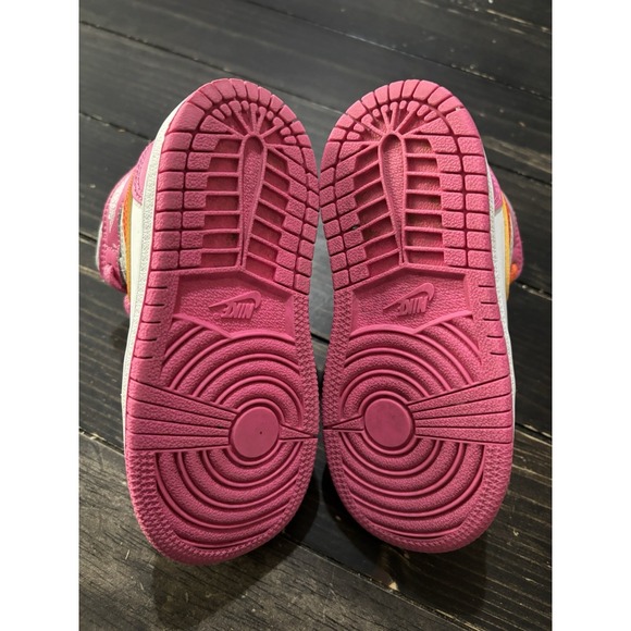 Air Jordan 1 Mid Pinksicle Orange Toddler Shoes 8C DX3239-681 Kids Youth EUC - Picture 5 of 6